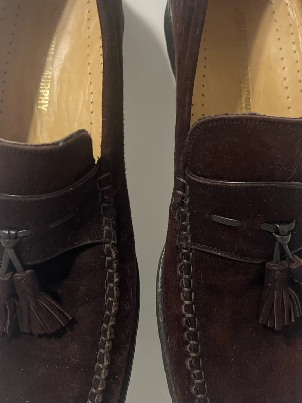 Johnston & Murphy Suede Slip on Business Casual Moccasin Loafer Brown Size 10